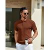 imageCOOFANDY Mens Knit Polo Shirts Short Sleeve Golf Shirts Button Down Casual Polo T Shirts Textured Slim Fit PulloverCaramel
