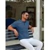 imageCOOFANDY Mens Knit Polo Shirts Short Sleeve Golf Shirts Button Down Casual Polo T Shirts Textured Slim Fit PulloverDenim Blue
