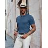 imageCOOFANDY Mens Knit Polo Shirts Short Sleeve Golf Shirts Button Down Casual Polo T Shirts Textured Slim Fit PulloverDenim Blue