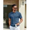imageCOOFANDY Mens Knit Polo Shirts Short Sleeve Golf Shirts Button Down Casual Polo T Shirts Textured Slim Fit PulloverDenim Blue