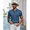 imageCOOFANDY Mens Knit Polo Shirts Short Sleeve Golf Shirts Button Down Casual Polo T Shirts Textured Slim Fit PulloverDenim Blue