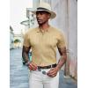 imageCOOFANDY Mens Knit Polo Shirts Short Sleeve Golf Shirts Button Down Casual Polo T Shirts Textured Slim Fit PulloverKhaki