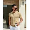 imageCOOFANDY Mens Knit Polo Shirts Short Sleeve Golf Shirts Button Down Casual Polo T Shirts Textured Slim Fit PulloverKhaki