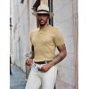 imageCOOFANDY Mens Knit Polo Shirts Short Sleeve Golf Shirts Button Down Casual Polo T Shirts Textured Slim Fit PulloverKhaki