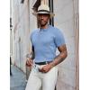 imageCOOFANDY Mens Knit Polo Shirts Short Sleeve Golf Shirts Button Down Casual Polo T Shirts Textured Slim Fit PulloverLight Blue