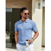 imageCOOFANDY Mens Knit Polo Shirts Short Sleeve Golf Shirts Button Down Casual Polo T Shirts Textured Slim Fit PulloverLight Blue
