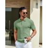 imageCOOFANDY Mens Knit Polo Shirts Short Sleeve Golf Shirts Button Down Casual Polo T Shirts Textured Slim Fit PulloverLight Green
