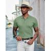 imageCOOFANDY Mens Knit Polo Shirts Short Sleeve Golf Shirts Button Down Casual Polo T Shirts Textured Slim Fit PulloverLight Green