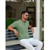 imageCOOFANDY Mens Knit Polo Shirts Short Sleeve Golf Shirts Button Down Casual Polo T Shirts Textured Slim Fit PulloverLight Green