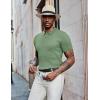 imageCOOFANDY Mens Knit Polo Shirts Short Sleeve Golf Shirts Button Down Casual Polo T Shirts Textured Slim Fit PulloverLight Green
