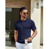 imageCOOFANDY Mens Knit Polo Shirts Short Sleeve Golf Shirts Button Down Casual Polo T Shirts Textured Slim Fit PulloverNavy Blue