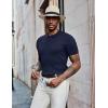 imageCOOFANDY Mens Knit Polo Shirts Short Sleeve Golf Shirts Button Down Casual Polo T Shirts Textured Slim Fit PulloverNavy Blue