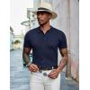 imageCOOFANDY Mens Knit Polo Shirts Short Sleeve Golf Shirts Button Down Casual Polo T Shirts Textured Slim Fit PulloverNavy Blue