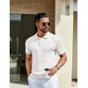 imageCOOFANDY Mens Knit Polo Shirts Short Sleeve Golf Shirts Button Down Casual Polo T Shirts Textured Slim Fit PulloverWhite
