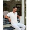 imageCOOFANDY Mens Knit Polo Shirts Short Sleeve Golf Shirts Button Down Casual Polo T Shirts Textured Slim Fit PulloverWhite