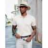 imageCOOFANDY Mens Knit Polo Shirts Short Sleeve Golf Shirts Button Down Casual Polo T Shirts Textured Slim Fit PulloverWhite