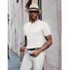 imageCOOFANDY Mens Knit Polo Shirts Short Sleeve Golf Shirts Button Down Casual Polo T Shirts Textured Slim Fit PulloverWhite
