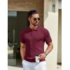 imageCOOFANDY Mens Knit Polo Shirts Short Sleeve Golf Shirts Button Down Casual Polo T Shirts Textured Slim Fit PulloverWine Red