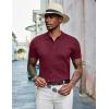 imageCOOFANDY Mens Knit Polo Shirts Short Sleeve Golf Shirts Button Down Casual Polo T Shirts Textured Slim Fit PulloverWine Red