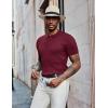 imageCOOFANDY Mens Knit Polo Shirts Short Sleeve Golf Shirts Button Down Casual Polo T Shirts Textured Slim Fit PulloverWine Red
