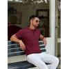 imageCOOFANDY Mens Knit Polo Shirts Short Sleeve Golf Shirts Button Down Casual Polo T Shirts Textured Slim Fit PulloverWine Red