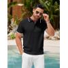 imageCOOFANDY Mens Knit Polo Shirts Short Sleeve Ribbed Textured Polo Shirt Lightweight Casual Golf Shirts Collared T ShirtBlack White Striped