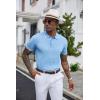 imageCOOFANDY Mens Knit Polo Shirts Short Sleeve Ribbed Textured Polo Shirt Lightweight Casual Golf Shirts Collared T ShirtLight Blue White Striped