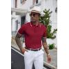imageCOOFANDY Mens Knit Polo Shirts Short Sleeve Ribbed Textured Polo Shirt Lightweight Casual Golf Shirts Collared T ShirtWine Red White Striped