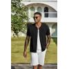 imageCOOFANDY Mens Knit Shirts Short Sleeve Button Down Shirt Casual Summer Beach ShirtBlack