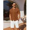 imageCOOFANDY Mens Knit Shirts Short Sleeve Button Down Shirt Casual Summer Beach ShirtBrown