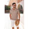 imageCOOFANDY Mens Knit Shirts Short Sleeve Button Down Shirt Casual Summer Beach ShirtKhaki