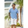 imageCOOFANDY Mens Knit Shirts Short Sleeve Button Down Shirt Casual Summer Beach ShirtLight Blue