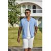 imageCOOFANDY Mens Knit Shirts Short Sleeve Button Down Shirt Casual Summer Beach ShirtLight Blue