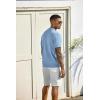 imageCOOFANDY Mens Knit Shirts Short Sleeve Button Down Shirt Casual Summer Beach ShirtLight Blue