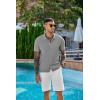 imageCOOFANDY Mens Knit Shirts Short Sleeve Button Down Shirt Casual Summer Beach ShirtLight Gray