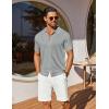imageCOOFANDY Mens Knit Shirts Short Sleeve Button Down Shirt Casual Summer Beach ShirtLight Gray