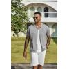 imageCOOFANDY Mens Knit Shirts Short Sleeve Button Down Shirt Casual Summer Beach ShirtLight Gray