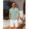 imageCOOFANDY Mens Knit Shirts Short Sleeve Button Down Shirt Casual Summer Beach ShirtLight Green