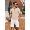 imageCOOFANDY Mens Knit Shirts Short Sleeve Button Down Shirt Casual Summer Beach ShirtLight Khaki