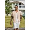 imageCOOFANDY Mens Knit Shirts Short Sleeve Button Down Shirt Casual Summer Beach ShirtLight Khaki