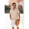 imageCOOFANDY Mens Knit Shirts Short Sleeve Button Down Shirt Casual Summer Beach ShirtLight Khaki