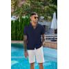 imageCOOFANDY Mens Knit Shirts Short Sleeve Button Down Shirt Casual Summer Beach ShirtNavy Blue