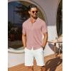 imageCOOFANDY Mens Knit Shirts Short Sleeve Button Down Shirt Casual Summer Beach ShirtPink