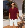 imageCOOFANDY Mens Knit Shirts Short Sleeve Button Down Shirt Casual Summer Beach ShirtWine Red