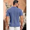 imageCOOFANDY Mens Knit Shirts Vintage Short Sleeve Button Down Shirt Casual Summer Beach ShirtBlue