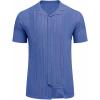 imageCOOFANDY Mens Knit Shirts Vintage Short Sleeve Button Down Shirt Casual Summer Beach ShirtBlue