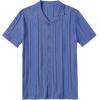 imageCOOFANDY Mens Knit Shirts Vintage Short Sleeve Button Down Shirt Casual Summer Beach ShirtBlue