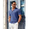 imageCOOFANDY Mens Knit Shirts Vintage Short Sleeve Button Down Shirt Casual Summer Beach ShirtBlue