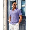 imageCOOFANDY Mens Knit Shirts Vintage Short Sleeve Button Down Shirt Casual Summer Beach ShirtLilac Purple