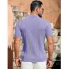 imageCOOFANDY Mens Knit Shirts Vintage Short Sleeve Button Down Shirt Casual Summer Beach ShirtLilac Purple